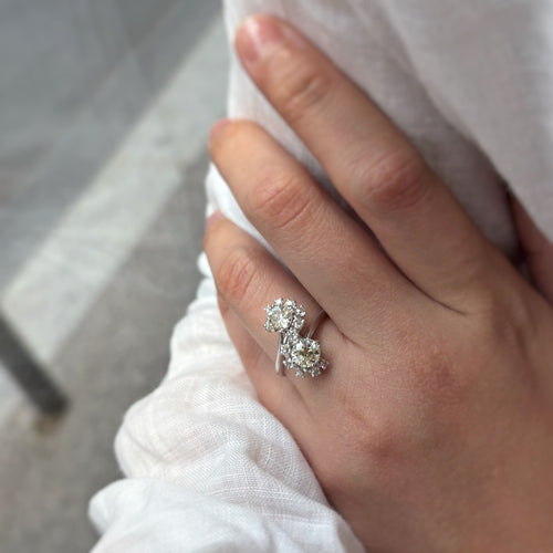 Bague 53 Bague Toi et Moi - Or, platine et diamants 58 Facettes 250031SP