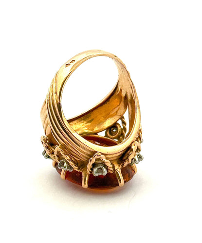 Bague 54 Bague ancienne en or 18 carats, citrine et diamants 58 Facettes