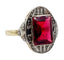 Bague 56.5 Bague Art Déco or, pierre rouge (circa 1930) 58 Facettes A05843