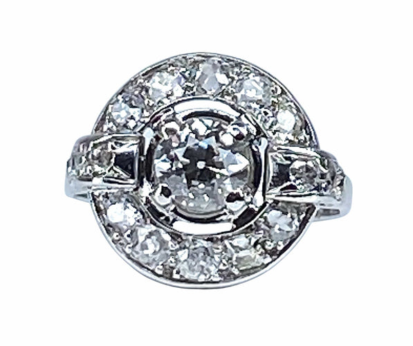 Bague Bague or blanc sertie de diamants, époque 1900/1930 58 Facettes AB475