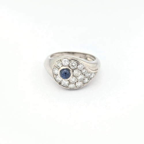 Bague Bague en or blanc diamants et saphir 58 Facettes 29701