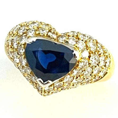 Bague 53 KUTCHINSKY bague or jaune saphir taille cœur de 2,49 carats 58 Facettes 248274