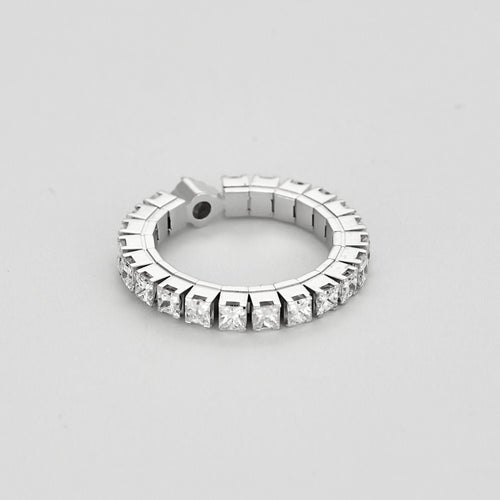 Bague 53 Bague souple en or blanc et diamants 58 Facettes JRW0022-53