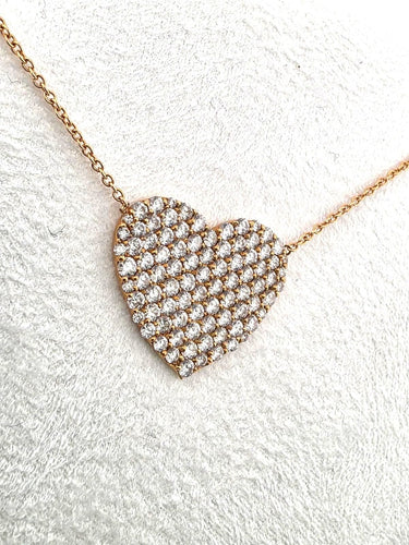 Pendentif Pendentif en or jaune avec pendentif en forme de cœur serti de diamants 58 Facettes