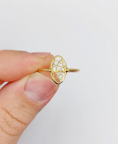 Винтидж пръстен маркиза в стил Ар нуво с филигран от 18-каратово злато 