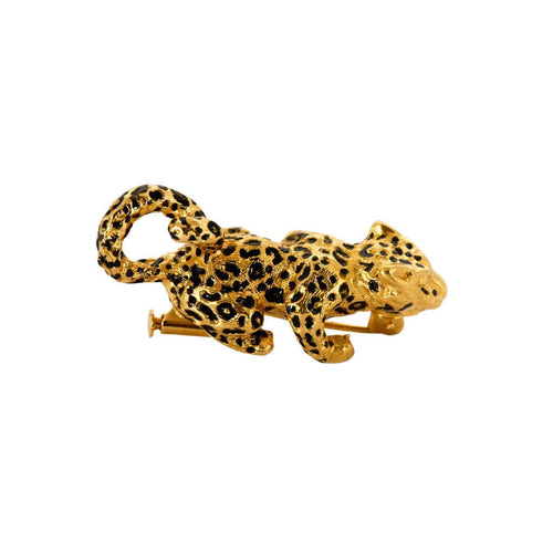 Broche Broche Panthère en or jaune et émail 58 Facettes LAN1233