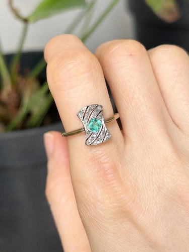 Bague 57 Bague ancienne or jaune émeraude 58 Facettes