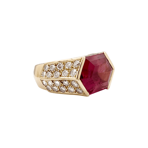Bague 52 Bague vintage O.J. Perrin or jaune, diamants, tourmaline rose. 58 Facettes 34371
