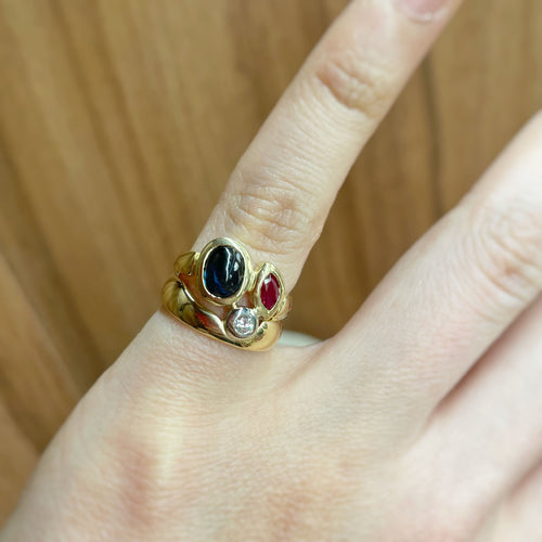 Bague 46 Bague - Or, Diamant, Saphir & Rubis 58 Facettes 250094R