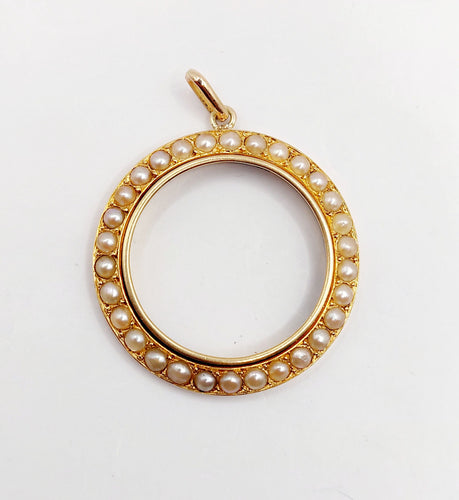Pendentif Pendentif victorien or jaune orné de perles (circa 1890) 58 Facettes A05277