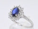 Bague 54 Bague entourage en or blanc avec saphir et diamants 58 Facettes 2272