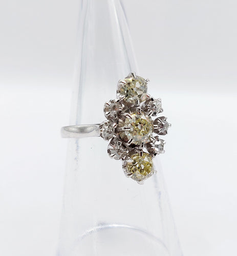 Bague 51 Bague marquise art déco or blanc, diamant jaune et diamant blanc 58 Facettes A05663