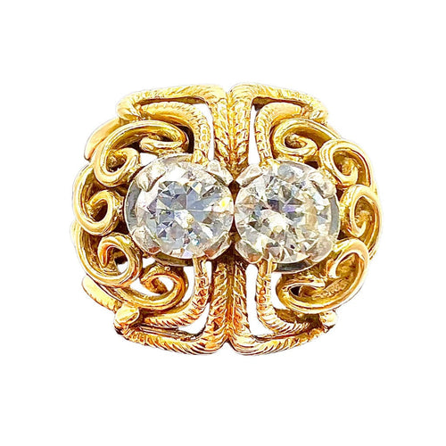 Bague 52.5 Bague Cocktail Années 50 Or Jaune Diamants 58 Facettes 7459 A