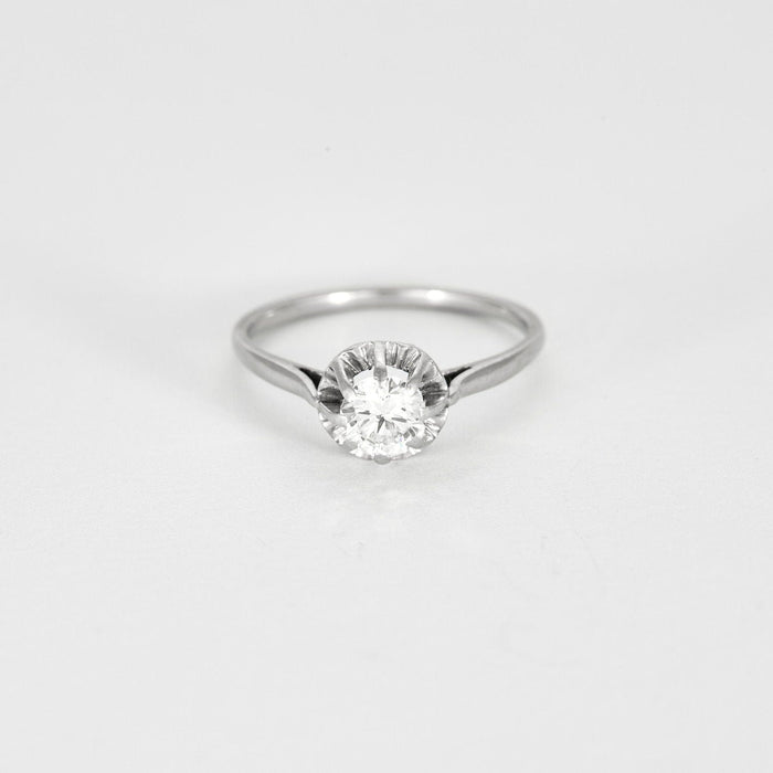 Bague 59 Bague Solitaire Diamant 0,60ct or blanc et platine 58 Facettes GU150