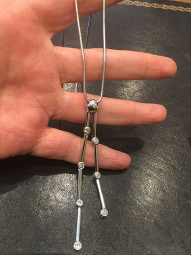 Collier Style Négligé or blanc, diamants 58 Facettes