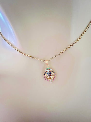 Pendentif Pendentif émeraudes - saphirs - rubis - diamants Or jaune 18 K 58 Facettes 1751