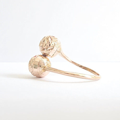 Bague 59 Bague Toi et Moi en or jaune et perles d'or facettées 58 Facettes GEL-RI-T&M-YG