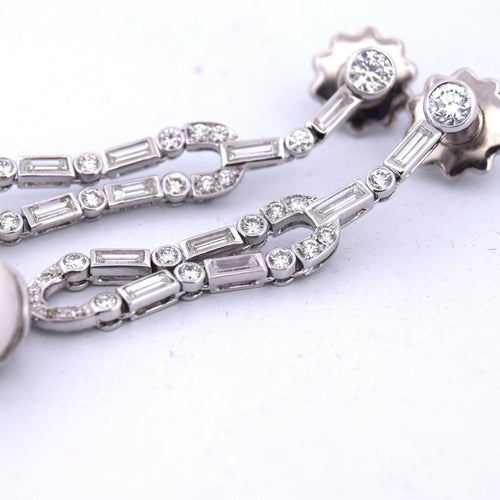 Boucles d'oreilles ART DÉCO' - BOUCLES D'OREILLES EN PLATINE - PERLES NATURELLES ET DIAMANTS 58 Facettes