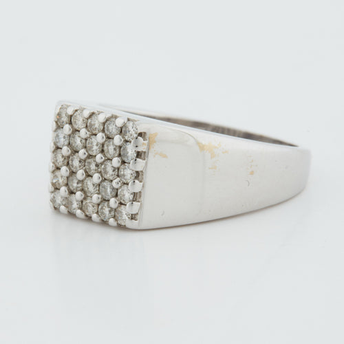 Bague CHEVALIÈRE EN OR BLANC 18 CARATS 58 Facettes REF 11015/11