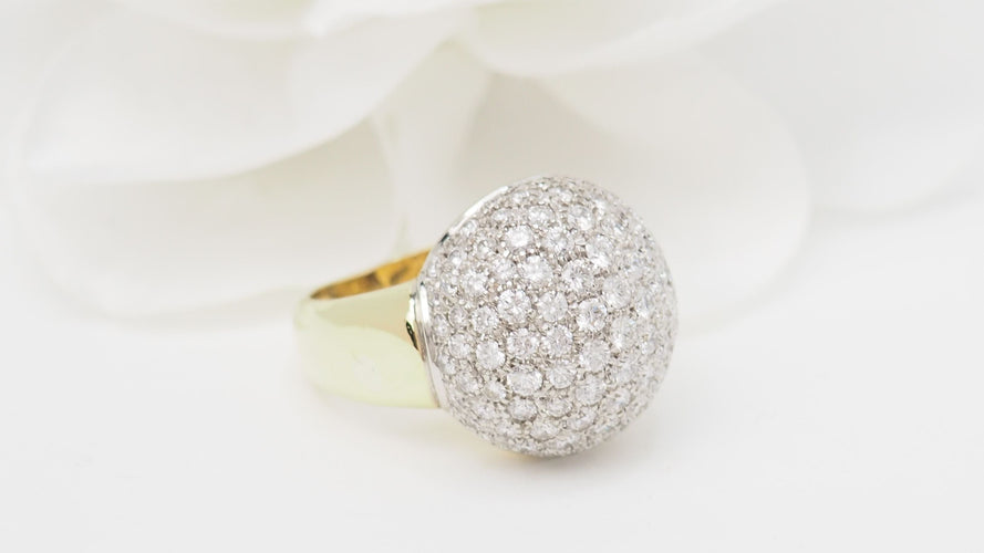 Bague 54 Bague boule en or jaune et diamants 58 Facettes 32585
