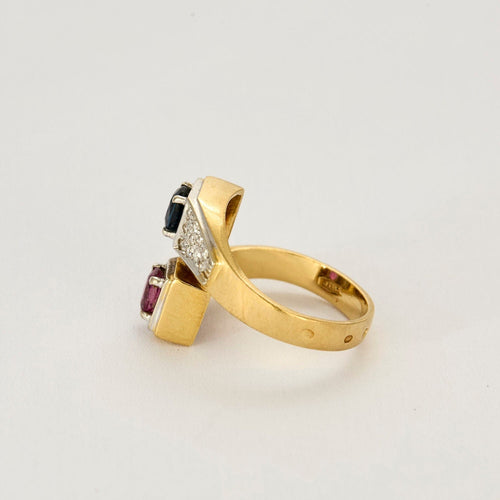 Bague 51 Bague en Or jaune 18k Saphir and Rubis 58 Facettes 250270