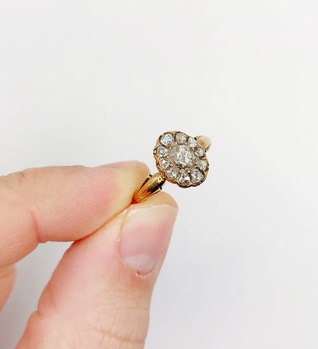 Bague 55 Bague marquise victorienne diamants taillés en roses en or 18k 58 Facettes A06438