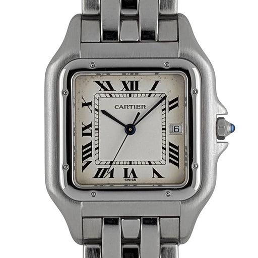 Montre Cartier Panthère 1300 Large model LM GM Figaro Strap Stainless Steel 58 Facettes