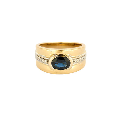 Bague 49 Bague jonc or jaune, saphir et diamants 58 Facettes RAM2604