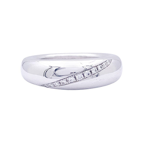 52 Bague Chaumet "Anneau" or blanc, diamants. 58 Facettes 33538