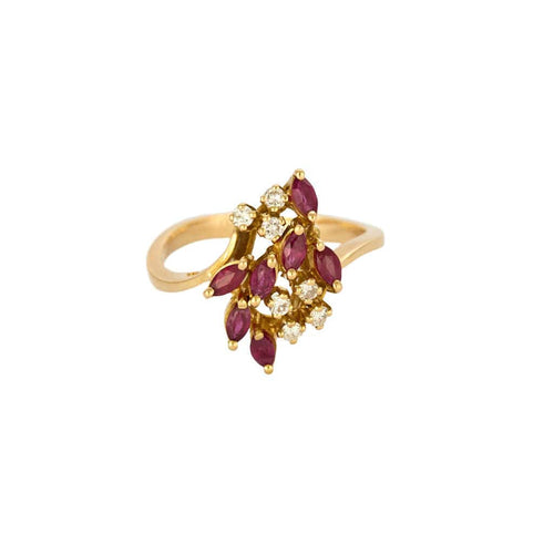 Bague 56 Bague or jaune, rubis et diamants 58 Facettes PAL32242