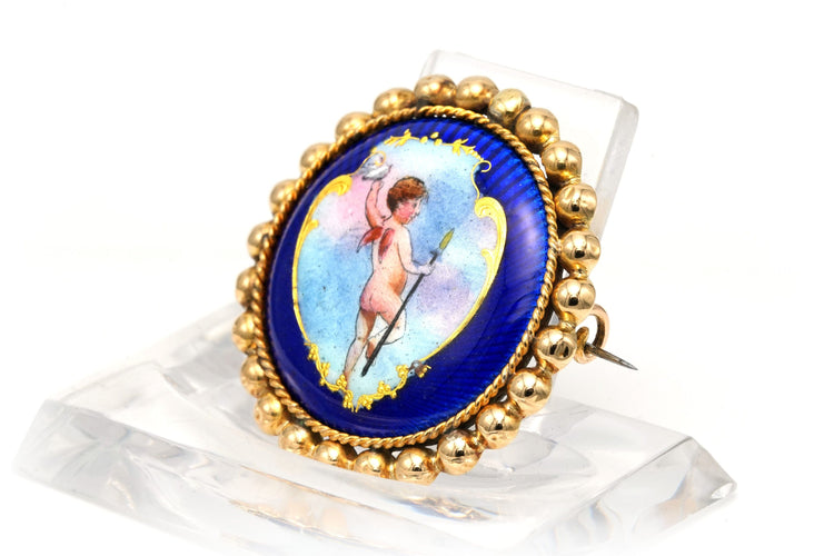 Broche Broche Napoléon III en or jaune 18 carats sertie d'émail 58 Facettes B751