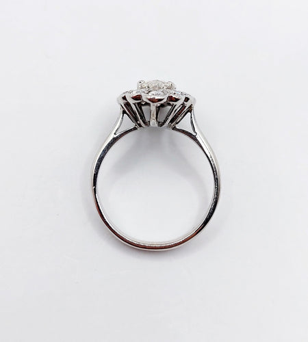 Bague 50 Bague marquise Art Déco or blanc, diamants 58 Facettes A05282