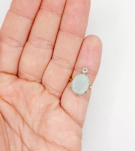 Bague 46 Ancienne bague duchesse or rose, opale cabochon et diamant taille ancienne 58 Facettes A05846