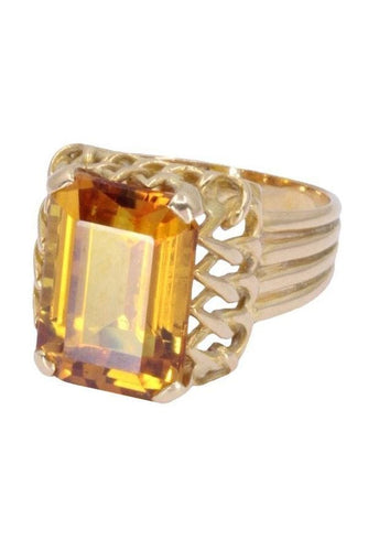 Bague 53 BAGUE ANCIENNE SAPHIR JAUNE 58 Facettes 083821