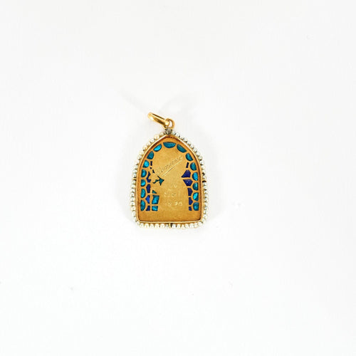 Pendentif Médaille or jaune et émail et pierres 58 Facettes SNA1227