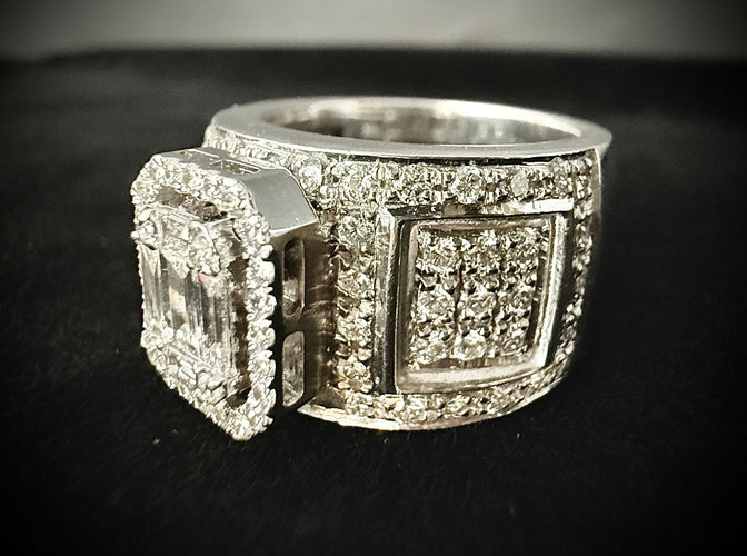 Bague 55 Bague or blanc sertie de 2,20 carats de diamants 58 Facettes