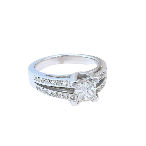 Bague 53.5 Bague de fiançailles Diamants 1,16 carat Or gris 58 Facettes AA 1744