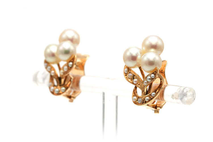 Boucles d'oreilles Boucles d'oreilles Art Déco or jaune serties de perles 58 Facettes 21823