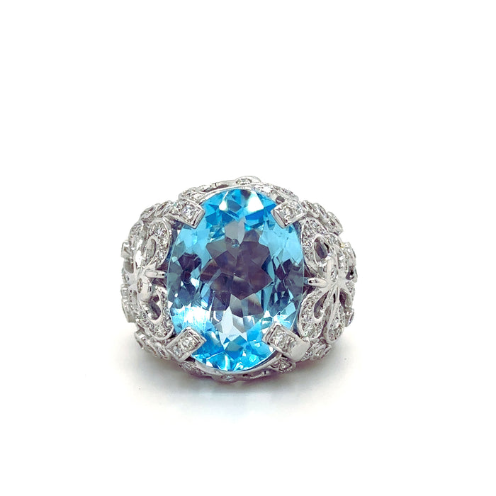 White gold topaz and diamond ring