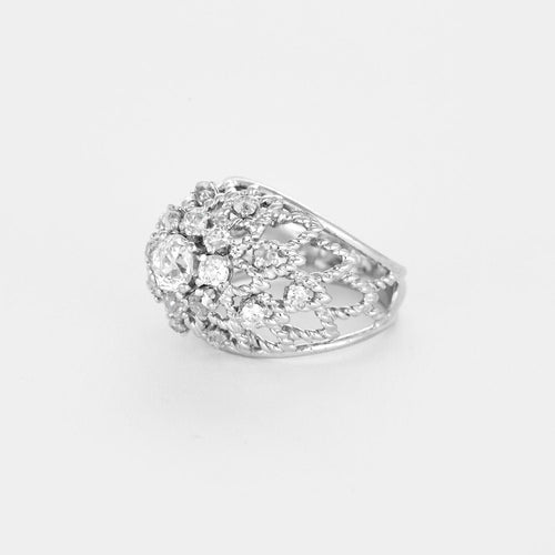 Bague 53 Bague dôme or blanc et diamants 58 Facettes 240566