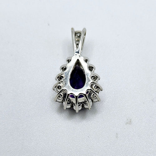 Pendentif Pendentif Goutte Or gris Diamants et Améthyste 58 Facettes 240616