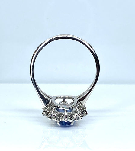 Bague 58 Bague marguerite or blanc, saphir et 10 diamants 58 Facettes AB502