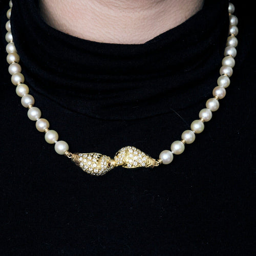 Collier Collier perles or jaune et brillants 58 Facettes 2153717