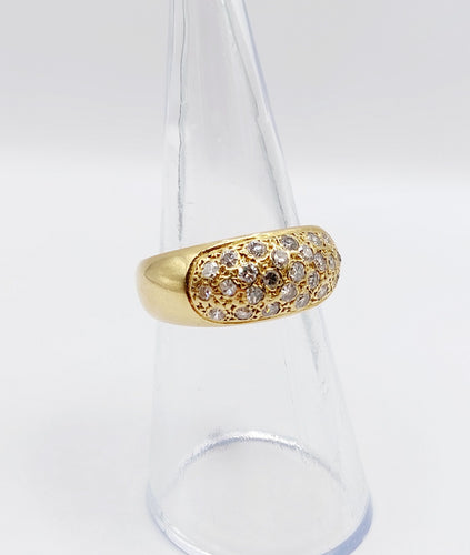 Bague 52.5 Bague jonc bombée or jaune 18k pavé 0,65 carats de diamants taille brillant 58 Facettes A04886