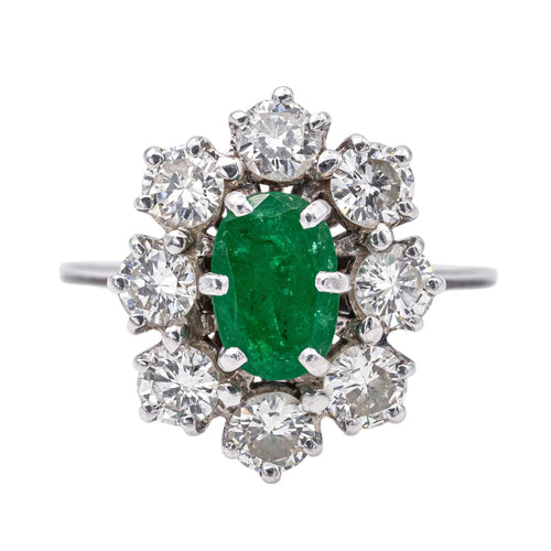 Bague 55 Bague  Pompadour   Or blanc, Platine Emeraude, Diamant 58 Facettes 4183602CN