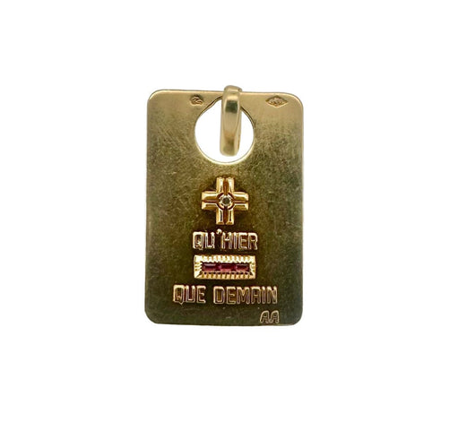 Pendentif AUGIS - Médaille pendentif or jaune, diamant, rubis 58 Facettes