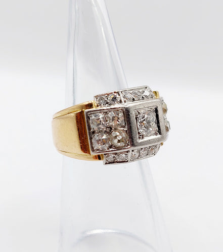 Bague 48 Bague tank art déco or jaune, platine et diamant 58 Facettes A05718
