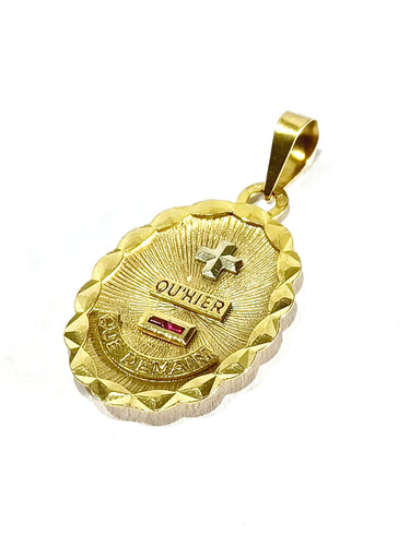 Pendentif Augis - Médaille d'Amour en or jaune et rubis 58 Facettes