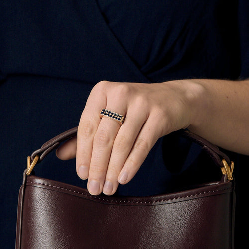 Bague 59 Bague design or jaune et saphirs bleus 58 Facettes