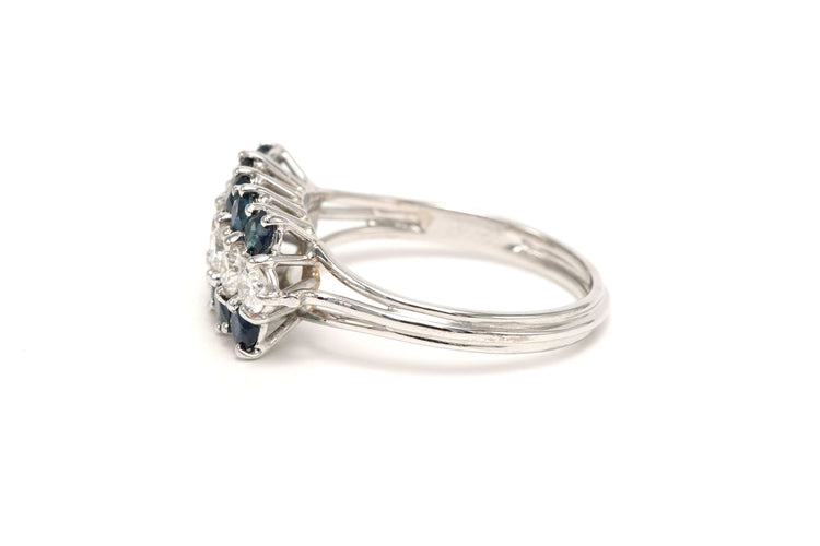 Bague 62 Bague Contemporaine or blanc, saphirs et diamants (+- 0,66ct) 58 Facettes B686